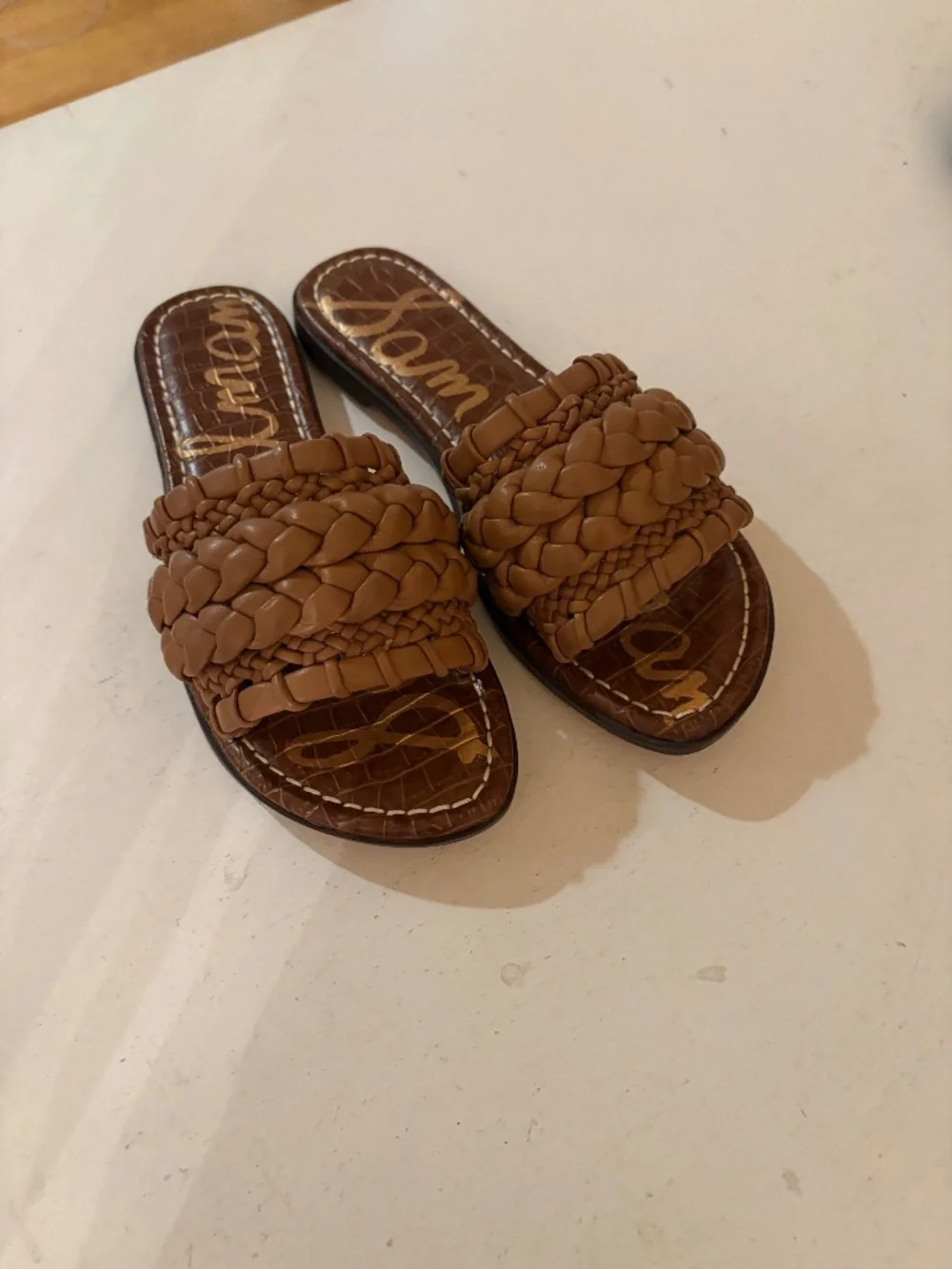 Sam edelman woven slide light brown NWT